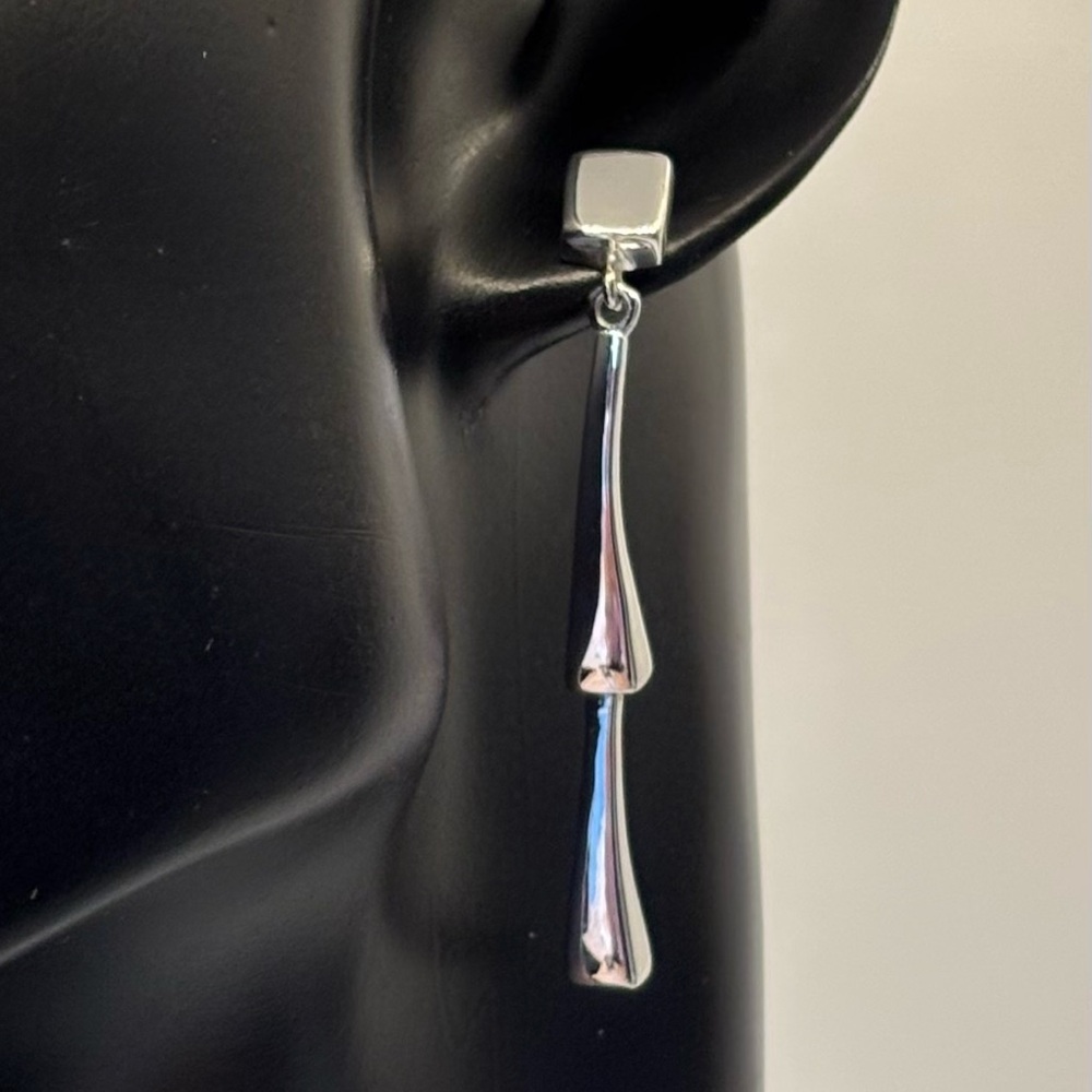 Sterling Silver Bamboo Style Drop Earrings